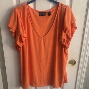 Attitudes by Renee Vibrant Orange Blouse